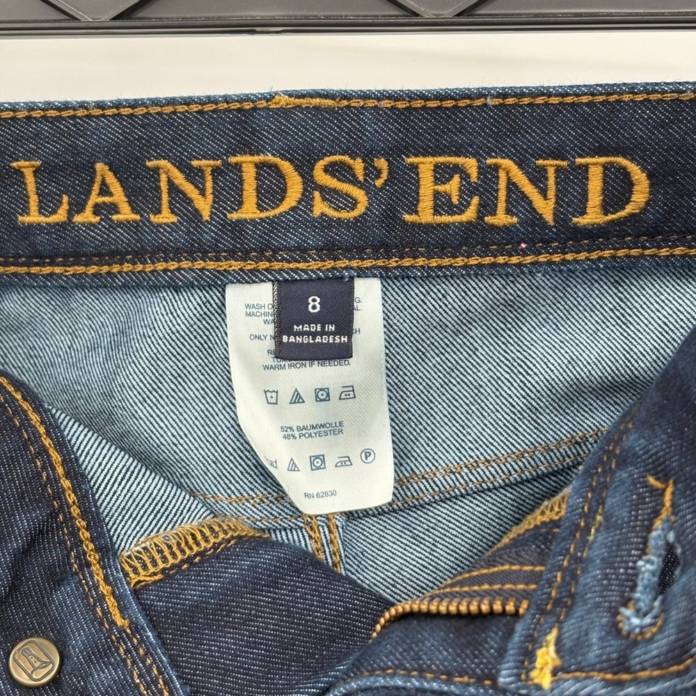 Lands End Womens Size 8 Dark Wash Skinny Jeans Indigo Blue Stretch - Picture 4 of 12